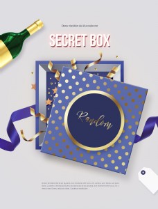 创意紫色圆点神秘礼盒海报设计