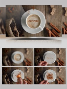 咖啡杯创意咖啡主题标志开场ae模板