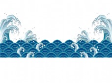 蓝色海浪波浪png元素