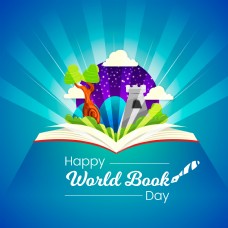 闪亮蓝色光线书本世界读书日节日元素