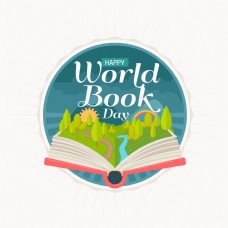 森系植物书本世界读书日节日元素