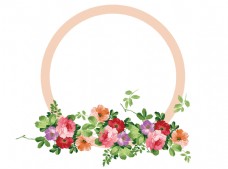 装饰花边圆形边框装饰花朵元素