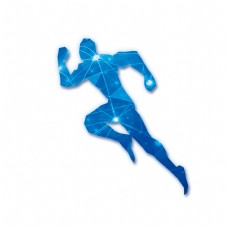 科技人物蓝色科技奔跑的人物剪影