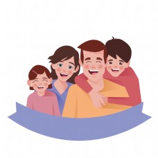 卡通相亲相爱的一家人矢量素材