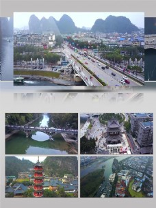桂林山水魅力中国广西桂林航拍城市景观山水绿城2k
