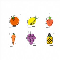 卡通菠萝水果蔬菜标志