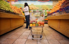 水果超市超市购物商场购物车水果