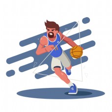 篮球运动卡通打篮球的运动员矢量素材