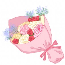 手绘母亲节装饰鲜花花束元素