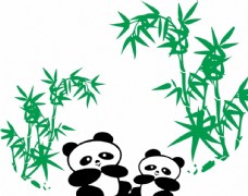 绿色叶子熊猫竹子