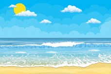 夏天风景夏天的大海风景插画