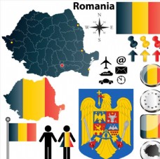 其他设计罗马尼亚国旗地图矢量素材