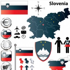 斯洛文尼亚国旗地图矢量