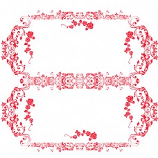 婚庆红色花纹花边边框装饰