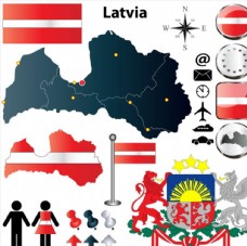 其他设计拉脱维亚国旗地图