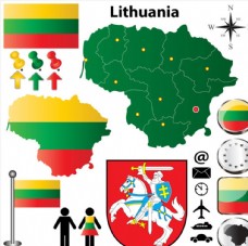 其他设计立陶宛国旗地图矢量素材