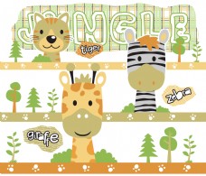 可爱淡绿色调长颈鹿儿童插画