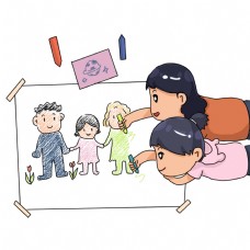 手绘卡通教孩子画画免费免抠下载