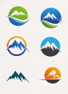 小清新圆形山脉装饰logo