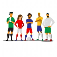 卡通五个足球团队矢量素材