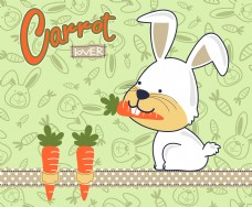 儿童呆萌可爱兔子卡通插画