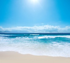 海天一色唯美大海海浪沙滩蓝天白云