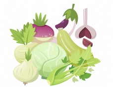 绿色蔬菜卡通蔬菜绿叶元素