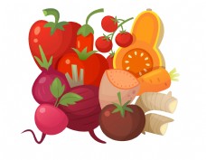 卡通水果蔬菜元素