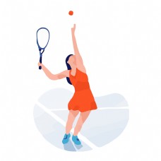 女子运动网球运动女子动态矢量免扣