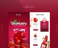 网页设计外国红色草莓汁饮料网页ui设计