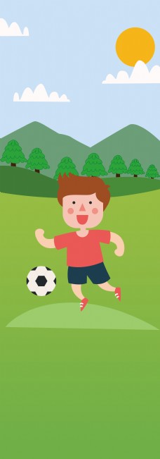 儿童运动卡通儿童小朋友踢足球玩耍运动