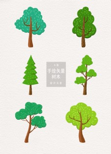 绿树矢量创意扁平化树木