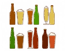 手绘啤酒饮料矢量图