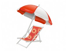 度假手绘炎炎夏日沙滩乘凉椅元素