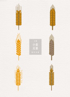 二十四节气创意手绘小麦设计元素