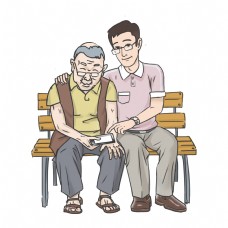 儿子教老父亲玩手机