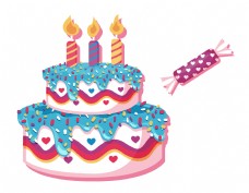七彩儿童生日蛋糕元素