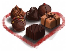 咖啡浪漫情人节爱心巧克力矢量图