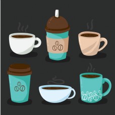 6款咖啡杯矢量插画