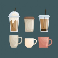 6款卡通咖啡杯元素设计