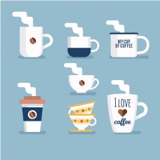 咖啡杯7款卡通创意咖啡饮料杯插画设计