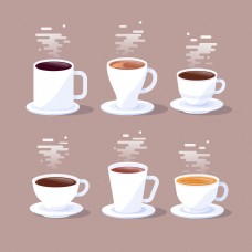 茶6款白色咖啡杯插画元素设计