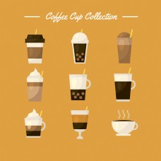 咖啡杯9款咖啡饮料杯插画元素