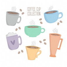 咖啡杯6款彩色杯子插画元素