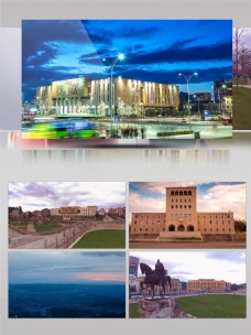 人文景观4k阿尔尼亚首都地拉那城市景观历史人文