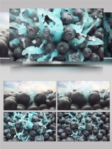 摆盘水果蓝莓坠入水中动态视频