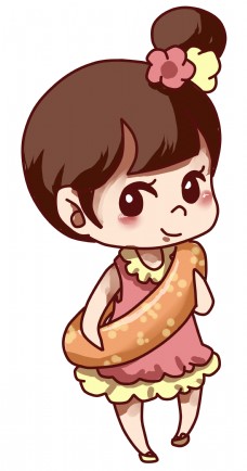 夏天游泳泳圈q版女孩