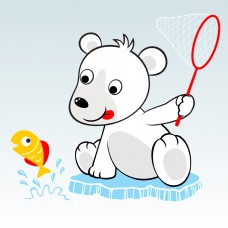 儿童北极熊捞鱼可爱小动物图集