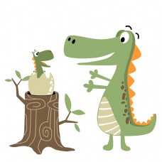 小可爱大恐龙与小恐龙可爱卡通壁纸