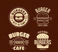 4款创意汉堡包标志设计矢量图